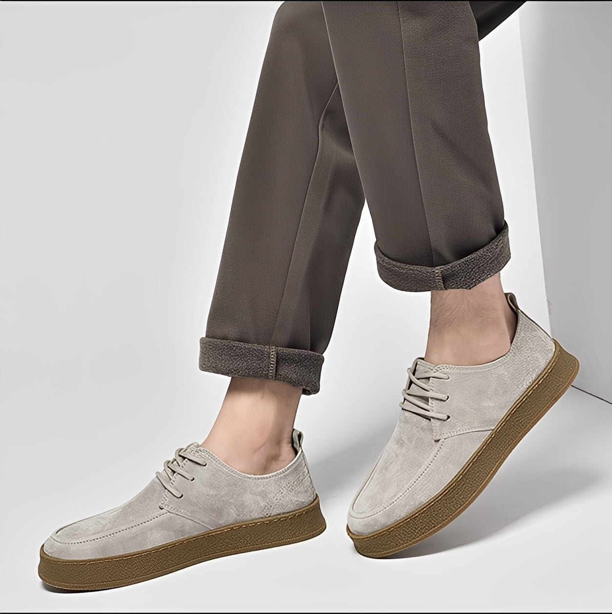 Sylvan - Męskie eleganckie zamszowe buty płaskie