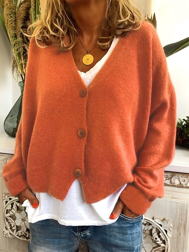 Evette - Luźny damski sweter z guzikami