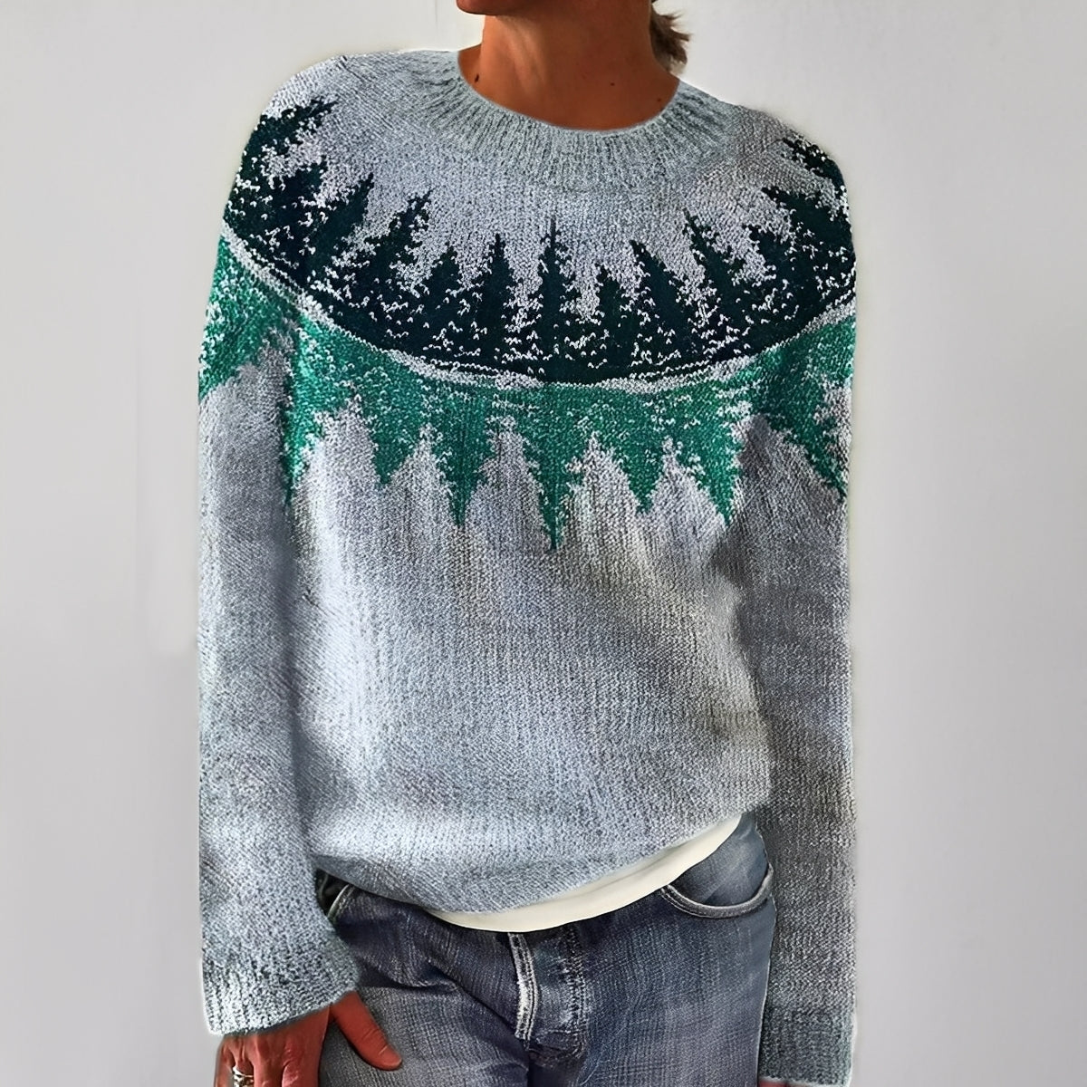 Heather - Klasyczny damski sweter z wzorem