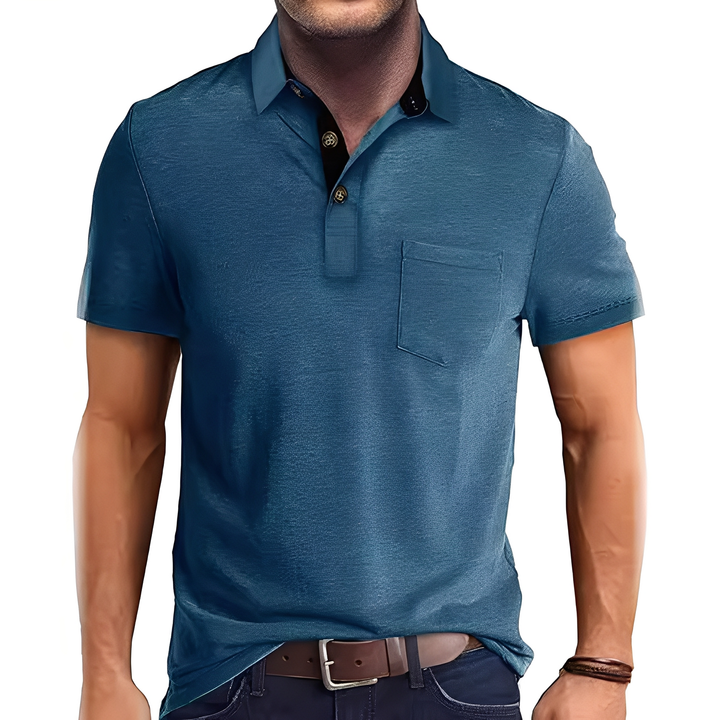 Abner - Męska koszulka polo z krótkim rękawem w stylu retro