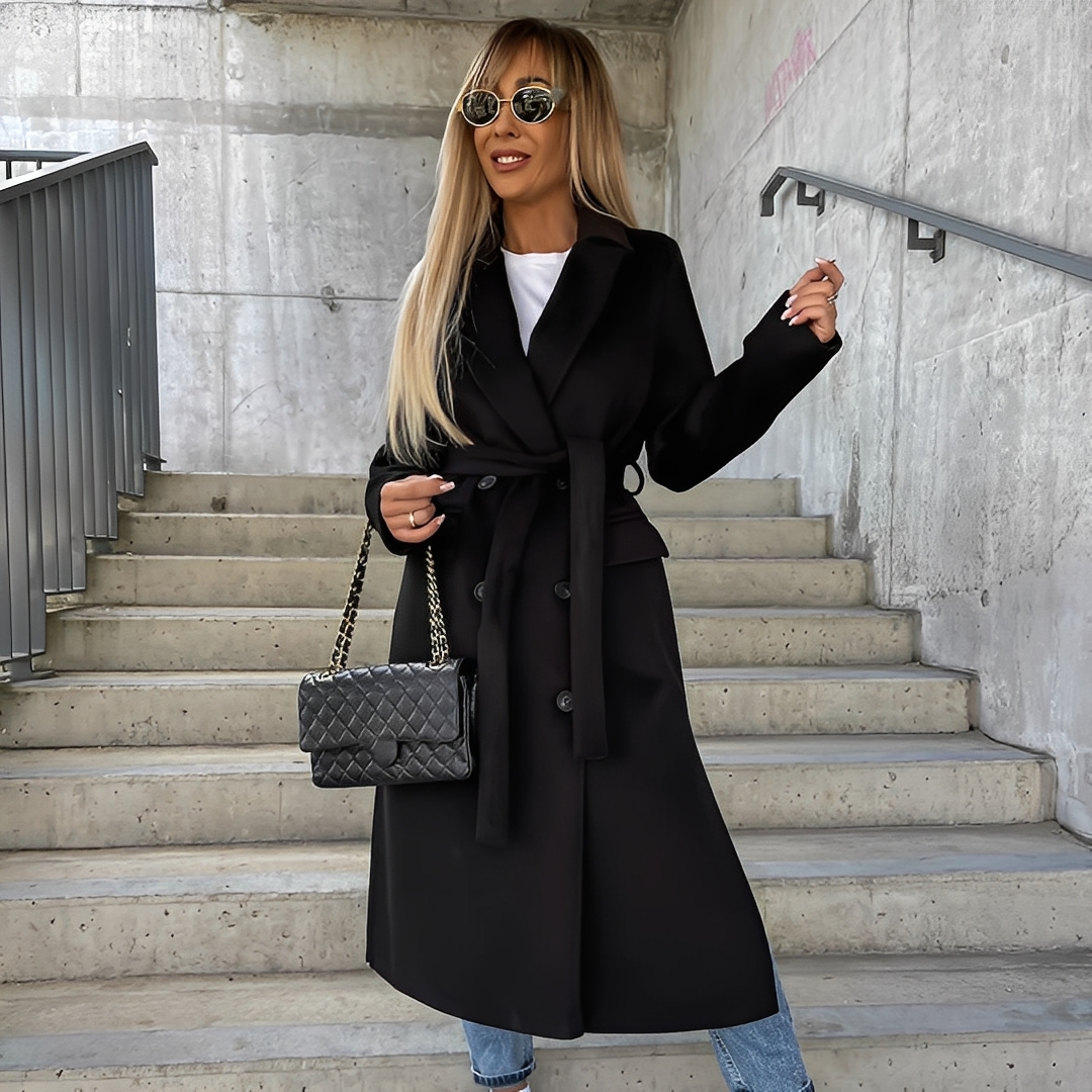 Lydie - Klasyczny damski trencz z długimi rękawami