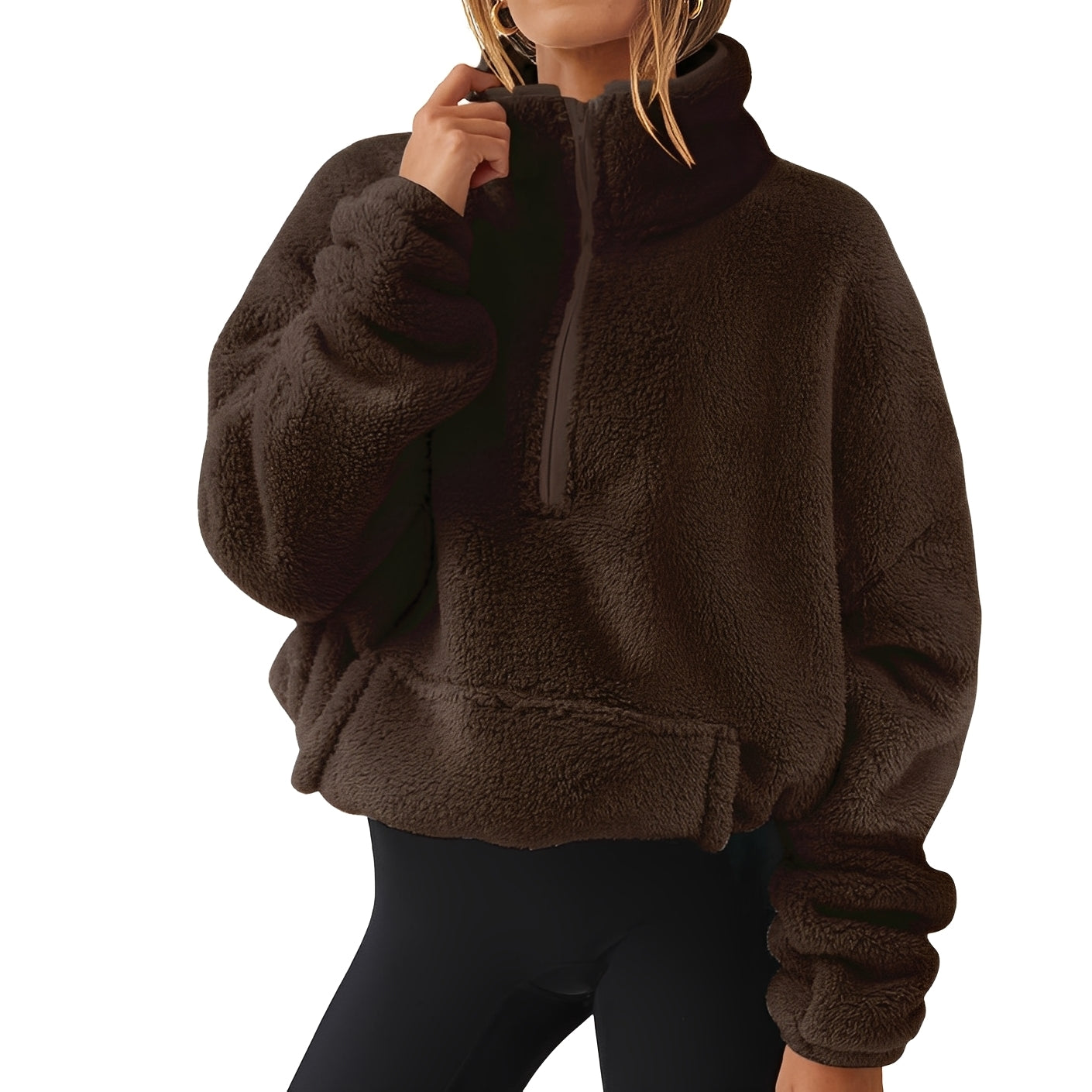 Tiffany - Miękki aksamitny sweter z częściowym zamkiem dla kobiet