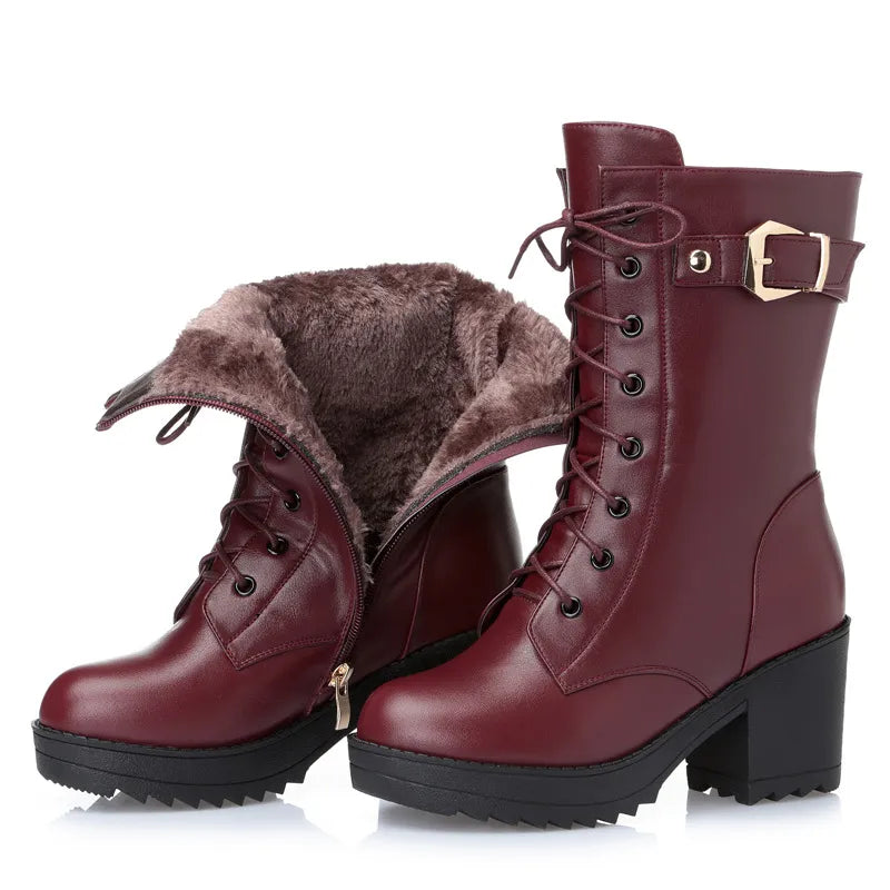 Claudia - Klasyczne zimowe buty ze skóry czarnej