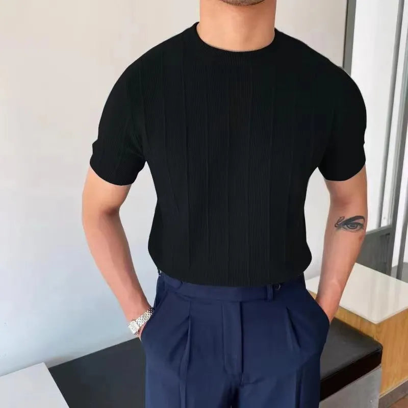 Sokka - Prążkowany, luźny T-Shirt dla mężczyzn