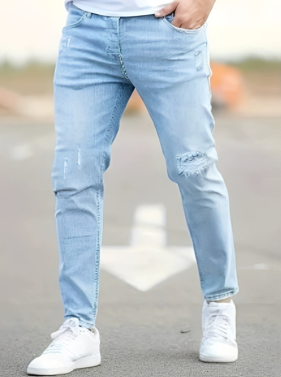 Jenson - Modne Męskie Skinny Jeans z Przetarciami
