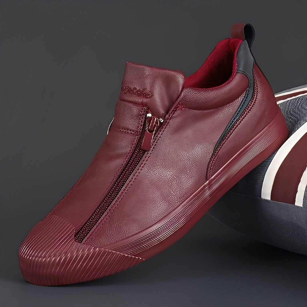Nathan - Modne damskie skórzane buty z zamkiem
