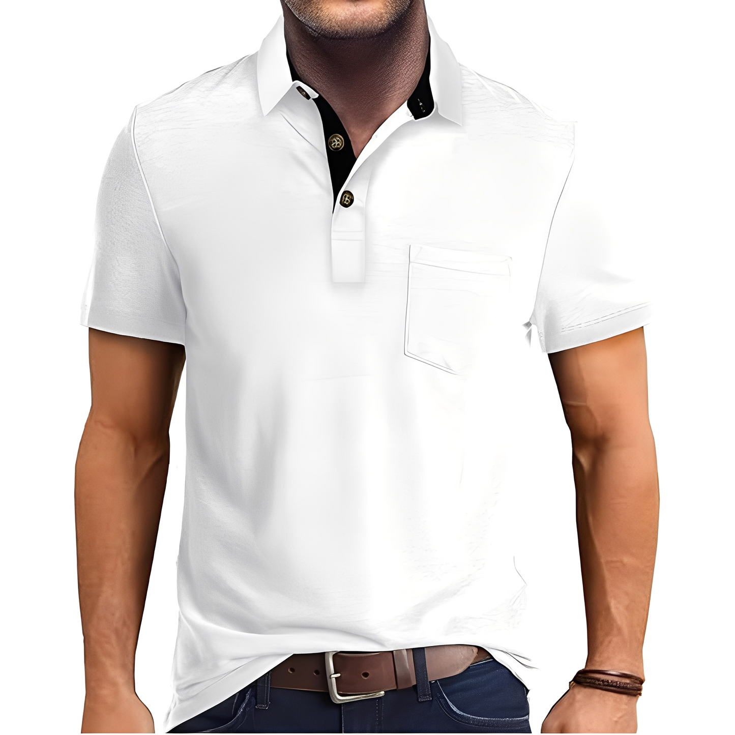 Abner - Męska koszulka polo z krótkim rękawem w stylu retro