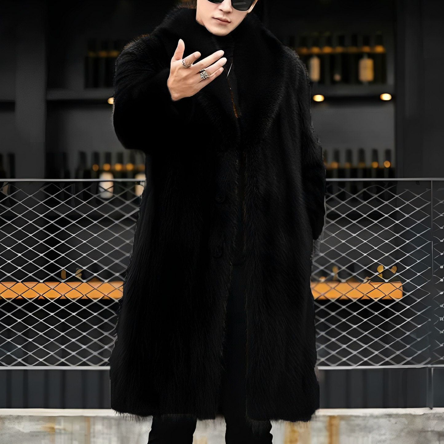 Matteo - Elegancki długi futro płaszcz dla mężczyzn