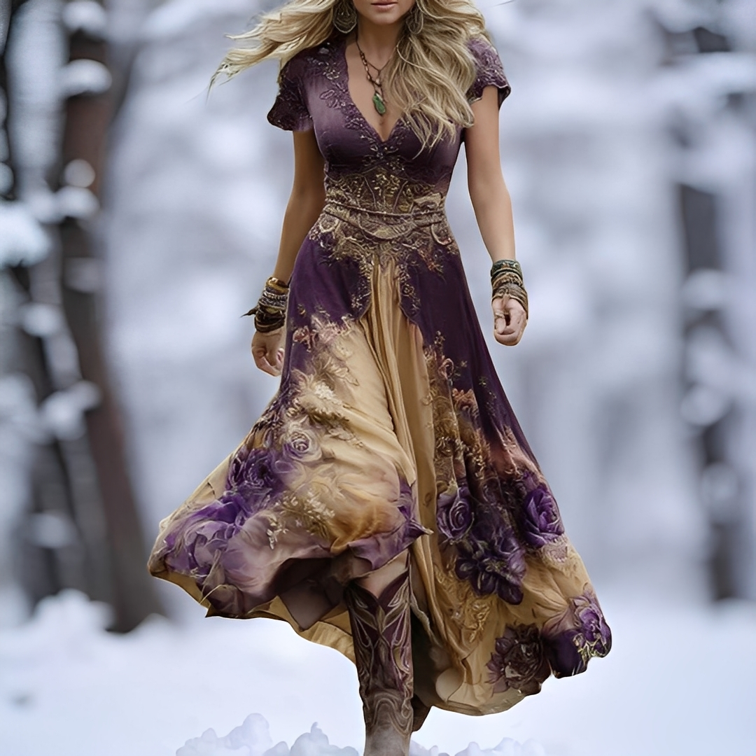 Almaris – Stylowa długa sukienka w kwiaty dla kobiet