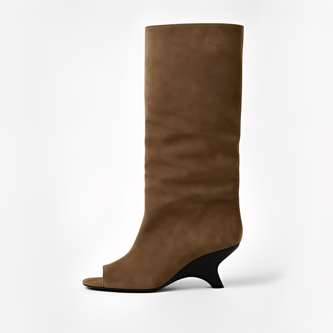 Aamina - Modne wysokie buty z otwartym noskiem dla kobiet