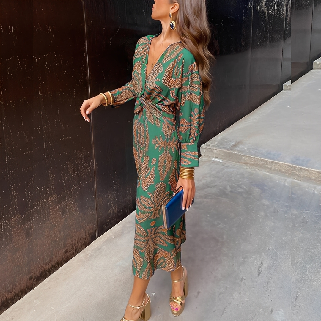 Louna - Elegancka sukienka z dekoltem V dla kobiet