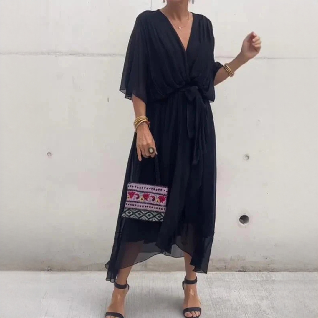 Demara - Elegancka sukienka z dekoltem V dla kobiet