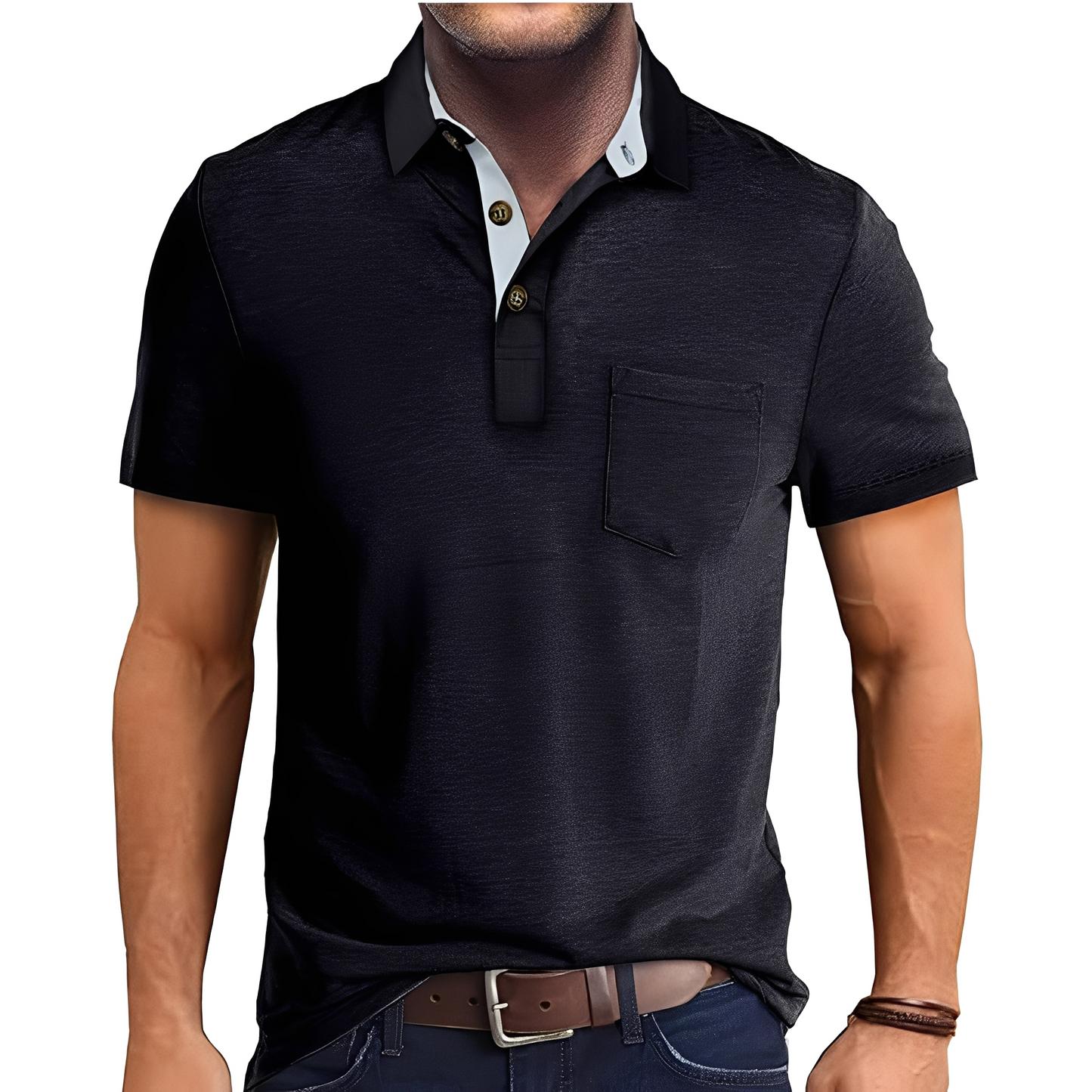 Abner - Męska koszulka polo z krótkim rękawem w stylu retro