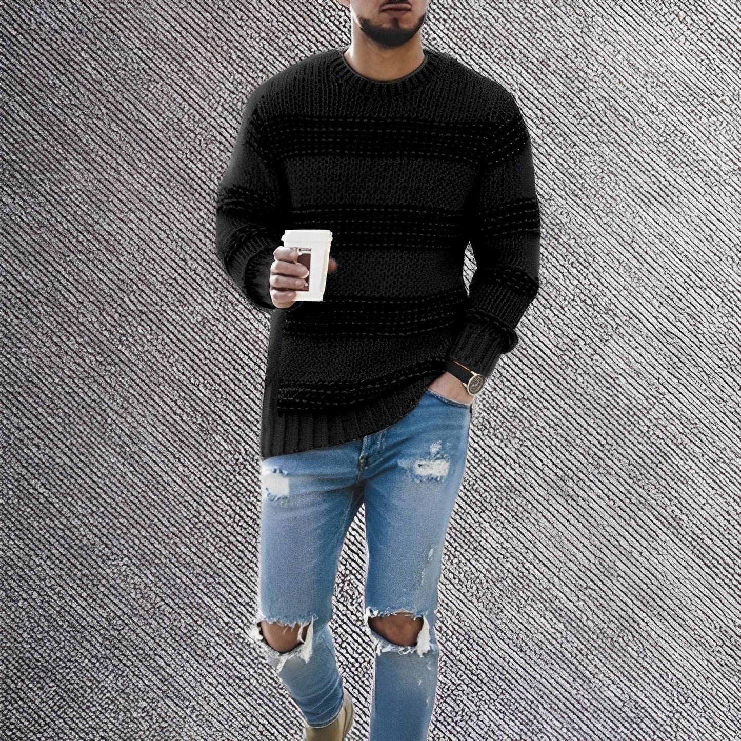 Ronnie - Męski sweter oversize w paski