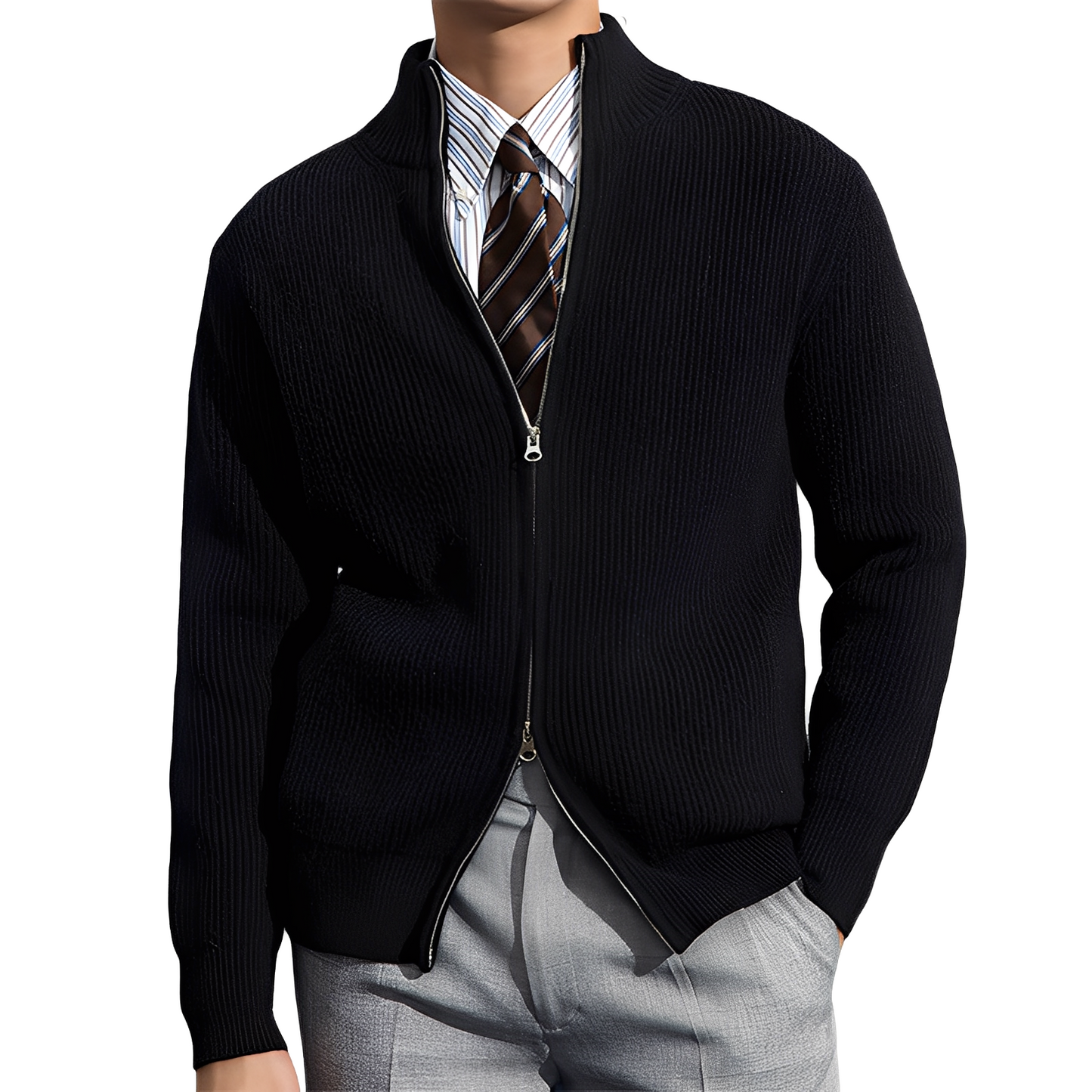 Mark - Klasyczny, ciepły sweter z prążkowanym wzorem dla mężczyzn