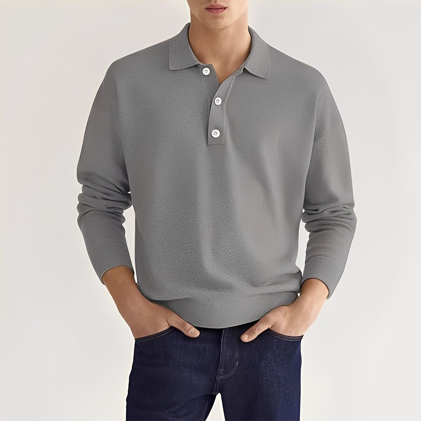 Dominic - Męska koszulka polo z długimi rękawami w casualowym stylu