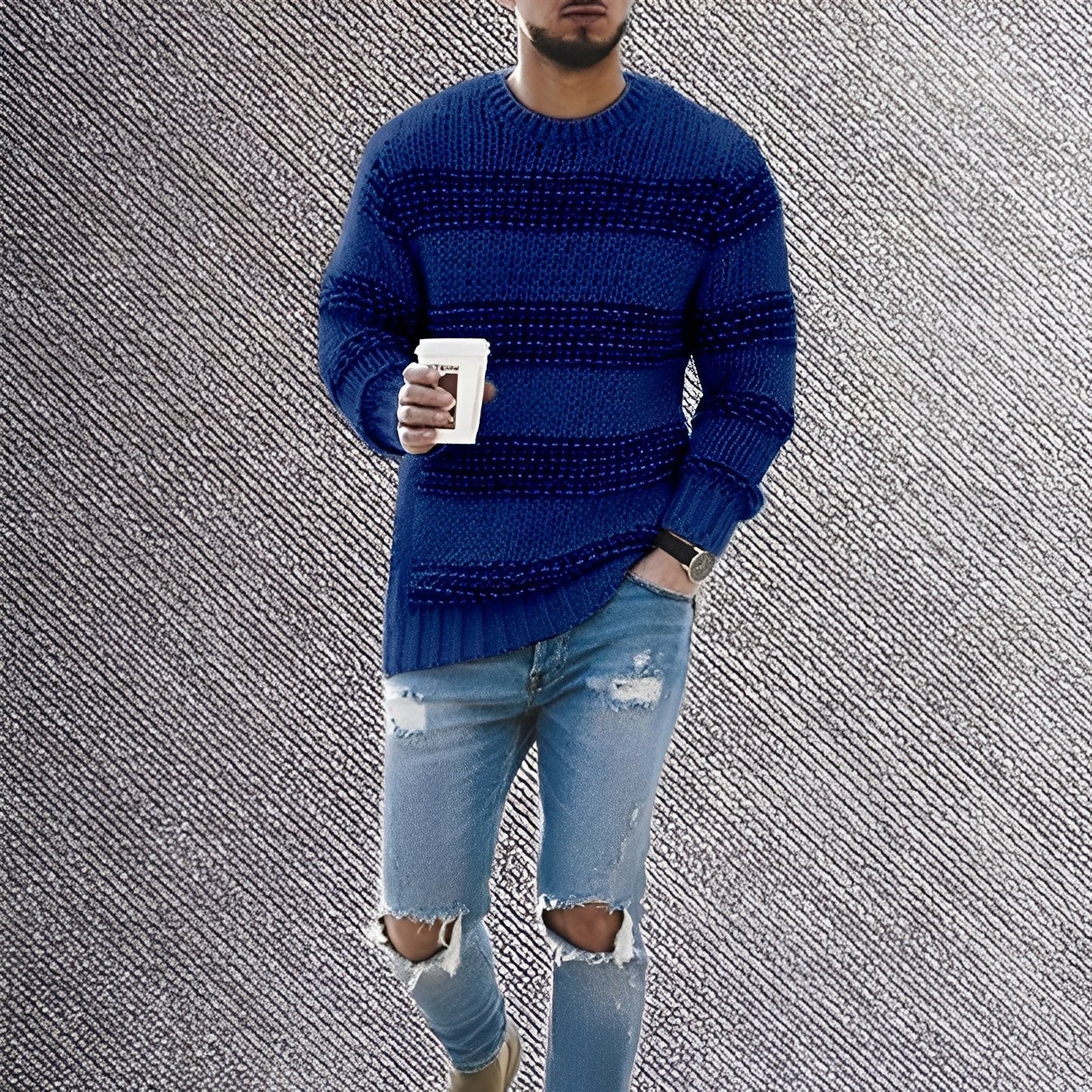 Richard - Wzorzysty ciepły sweter dla panów