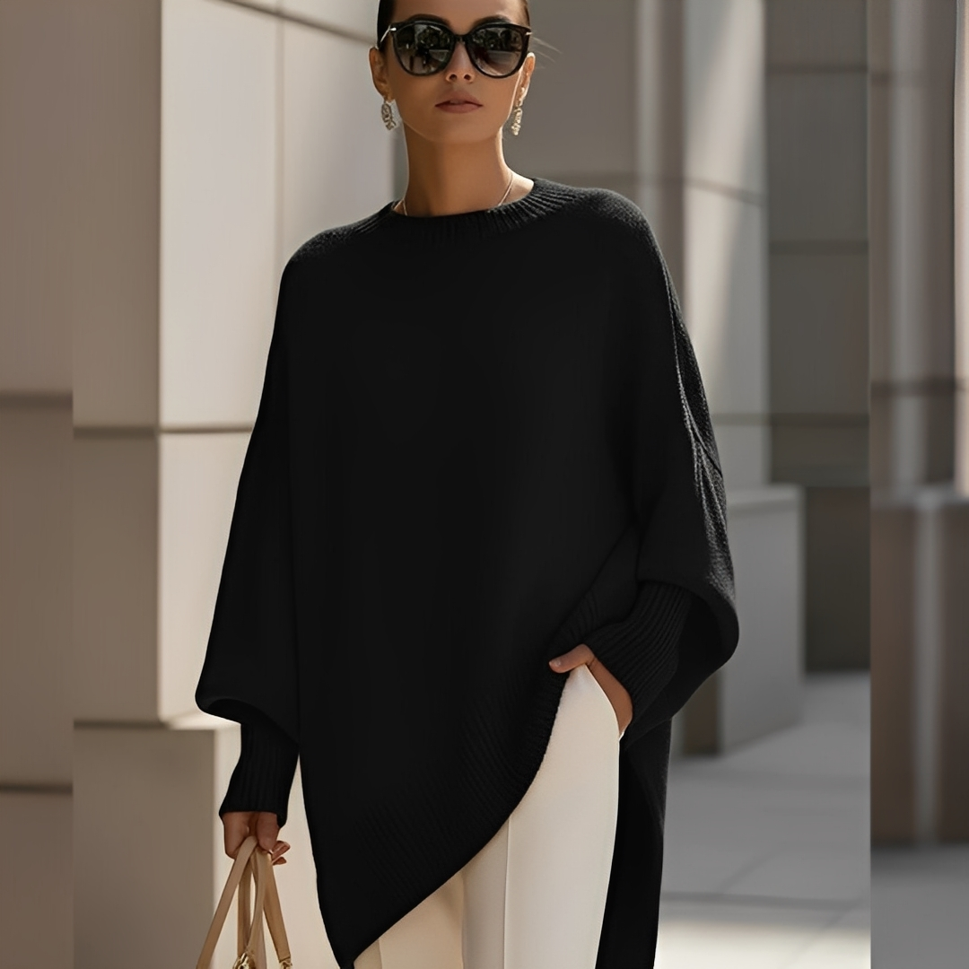 Sylvianne - Sweter damski oversize z okrągłym dekoltem