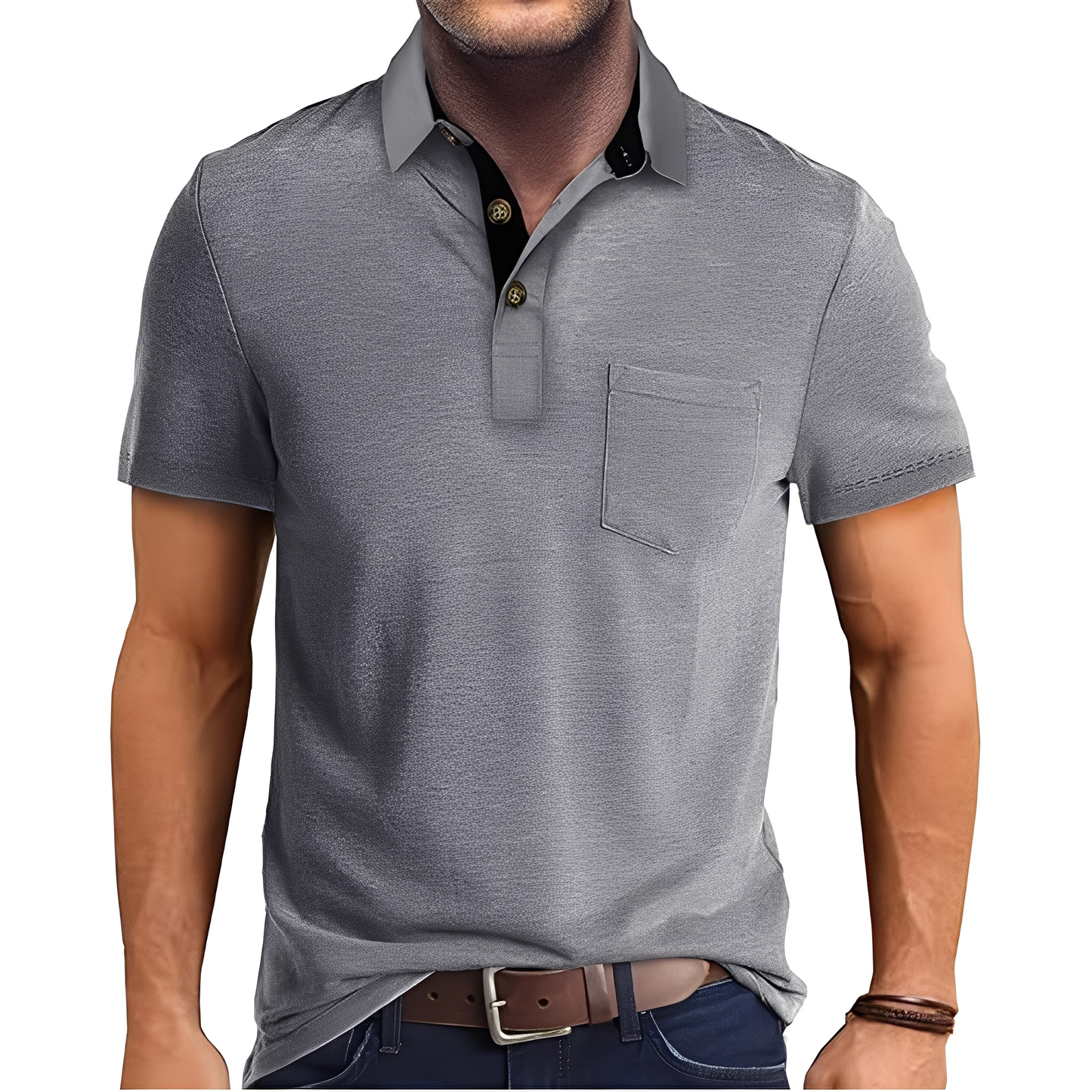Abner - Męska koszulka polo z krótkim rękawem w stylu retro