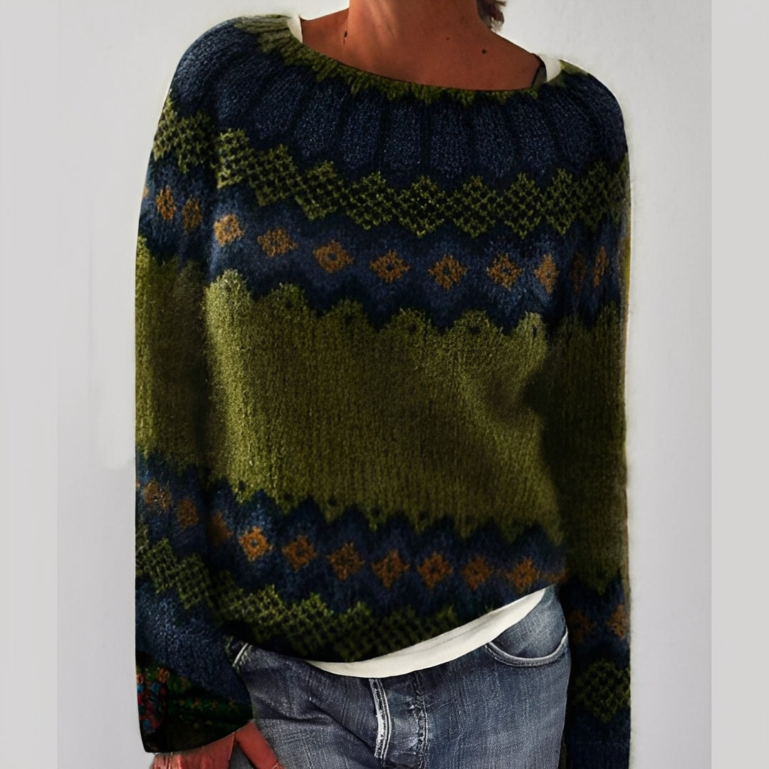 Heather - Klasyczny damski sweter z wzorem