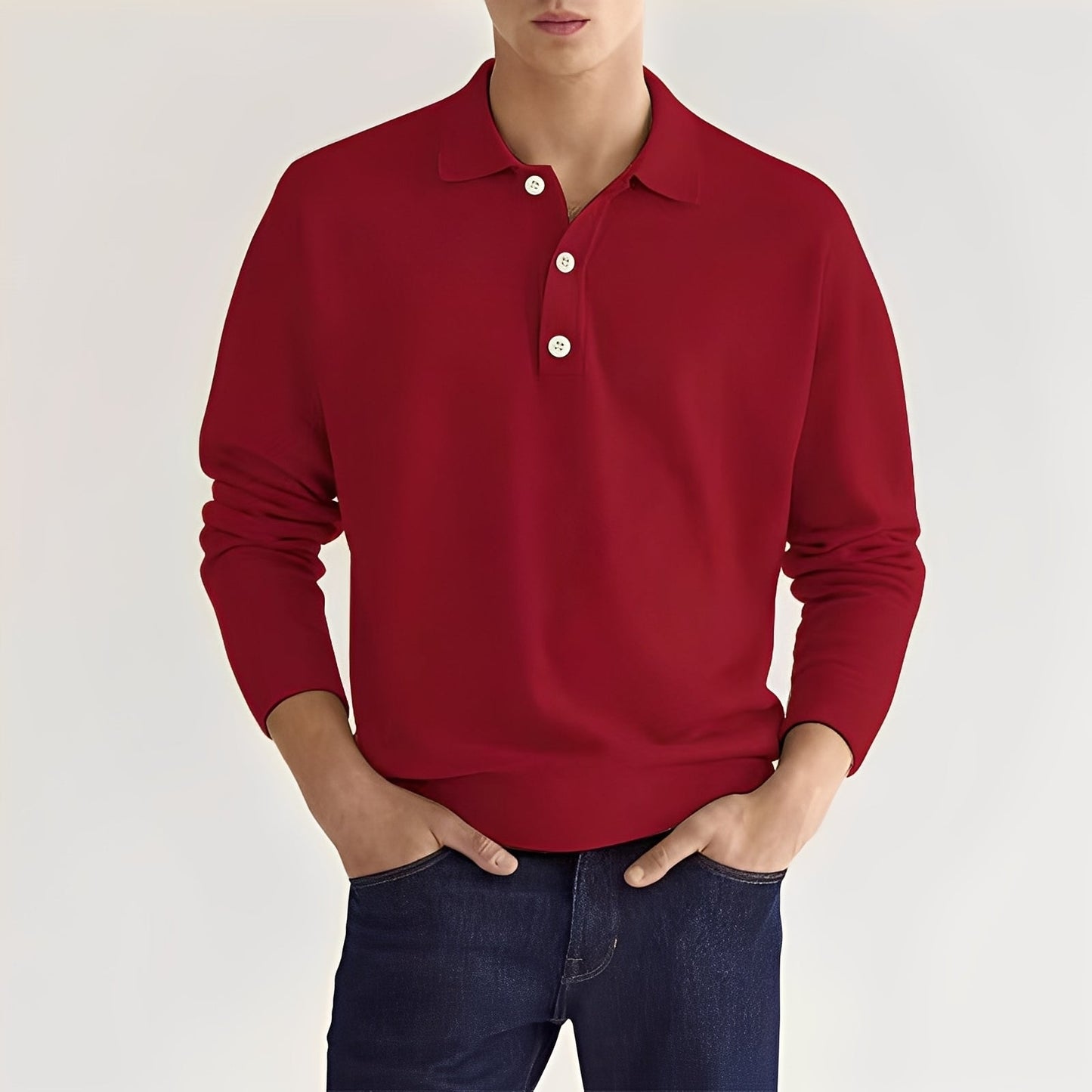 Dominic - Męska koszulka polo z długimi rękawami w casualowym stylu