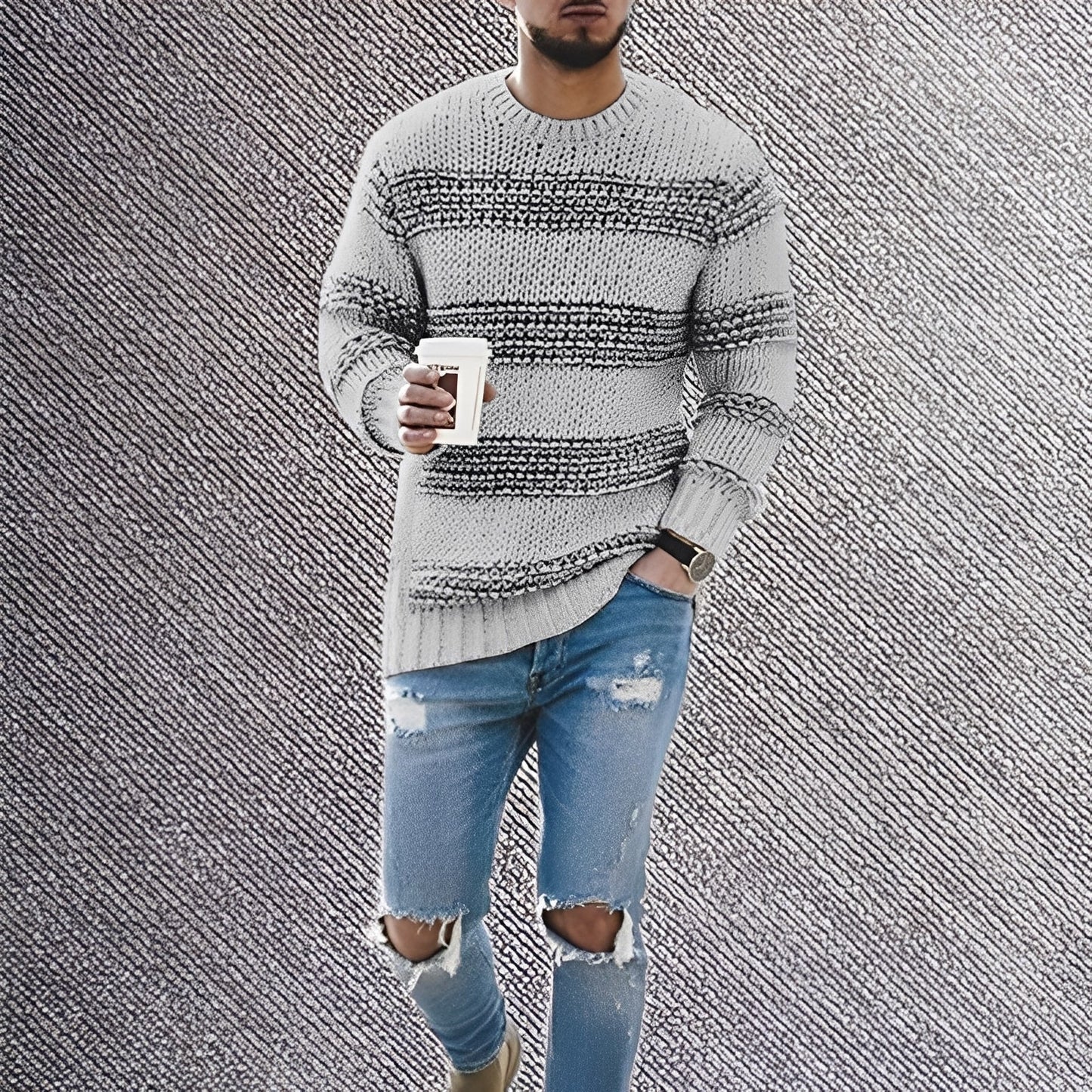 Richard - Wzorzysty ciepły sweter dla panów