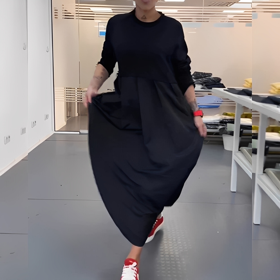 Gisèle - Codzienna sukienka z okrągłym dekoltem dla pań