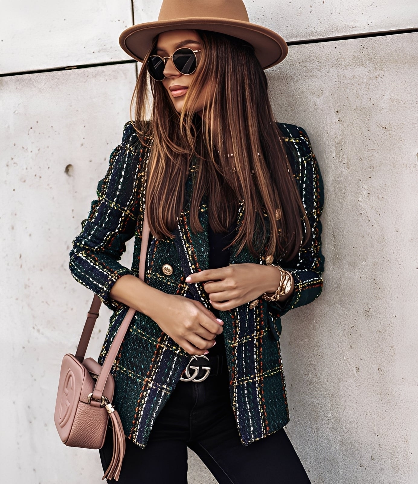 Cheri - Stylowy, dobrze dopasowany żakiet w kratę dla kobiet