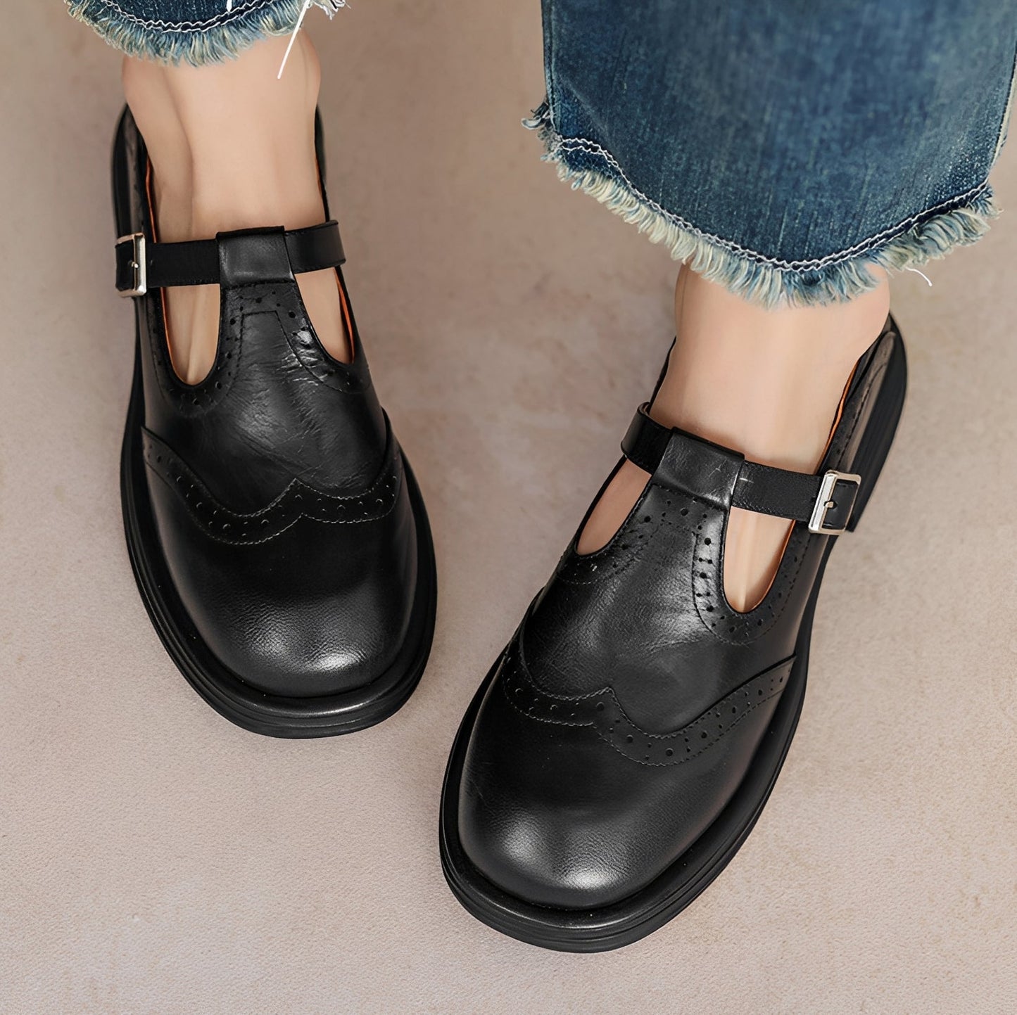 Erika - Retro-buty z mocnej skóry dla kobiet