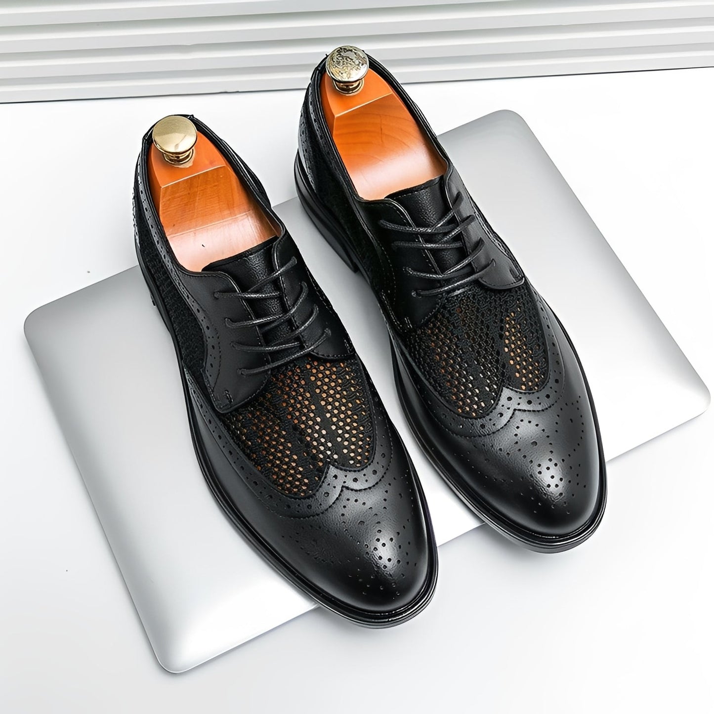 Lawrence - Eleganckie męskie buty Oxford ze skóry
