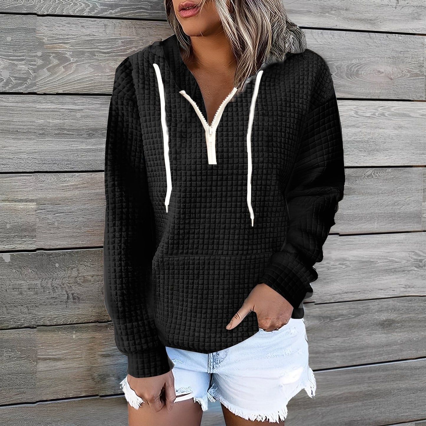 Amanda - Modny damski Waffel-Hoodie