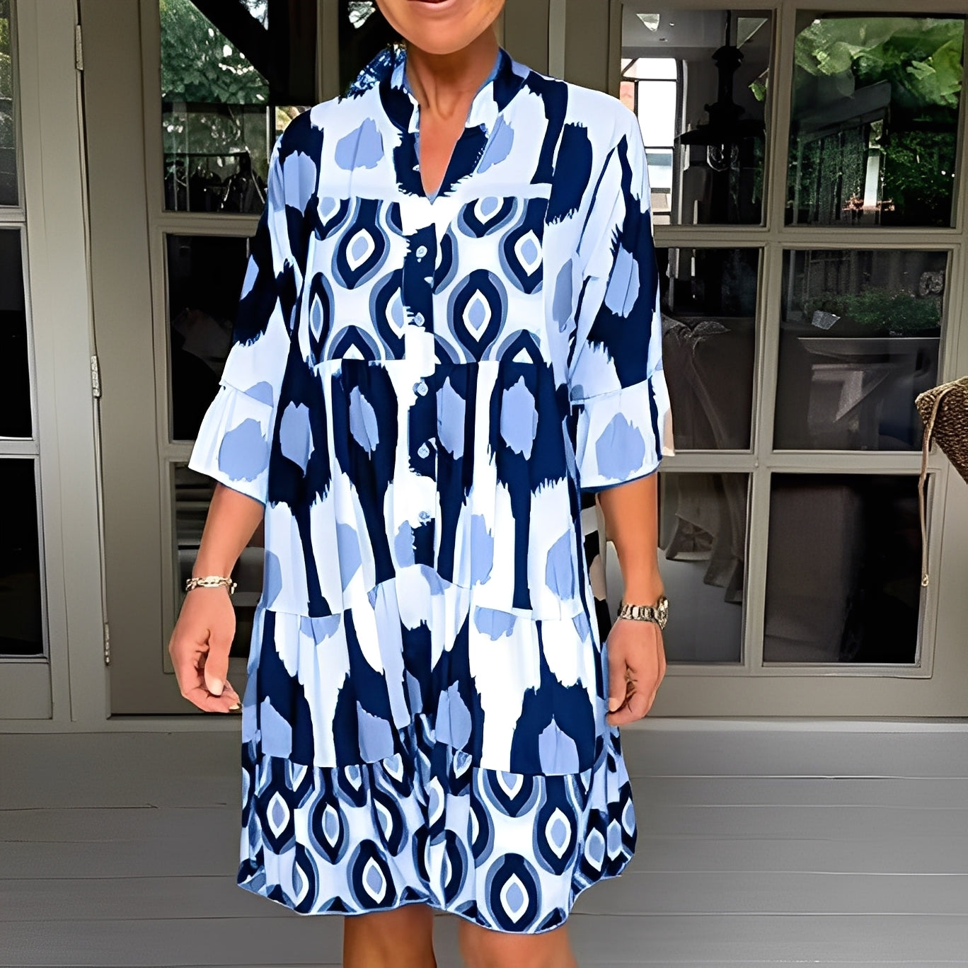 Floriane - Swobodna sukienka z wzorem dla kobiet