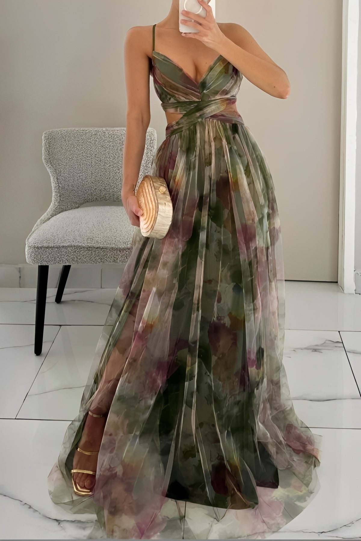 Olivia - Stylowa suknia maxi z kwiatowym wzorem dla kobiet