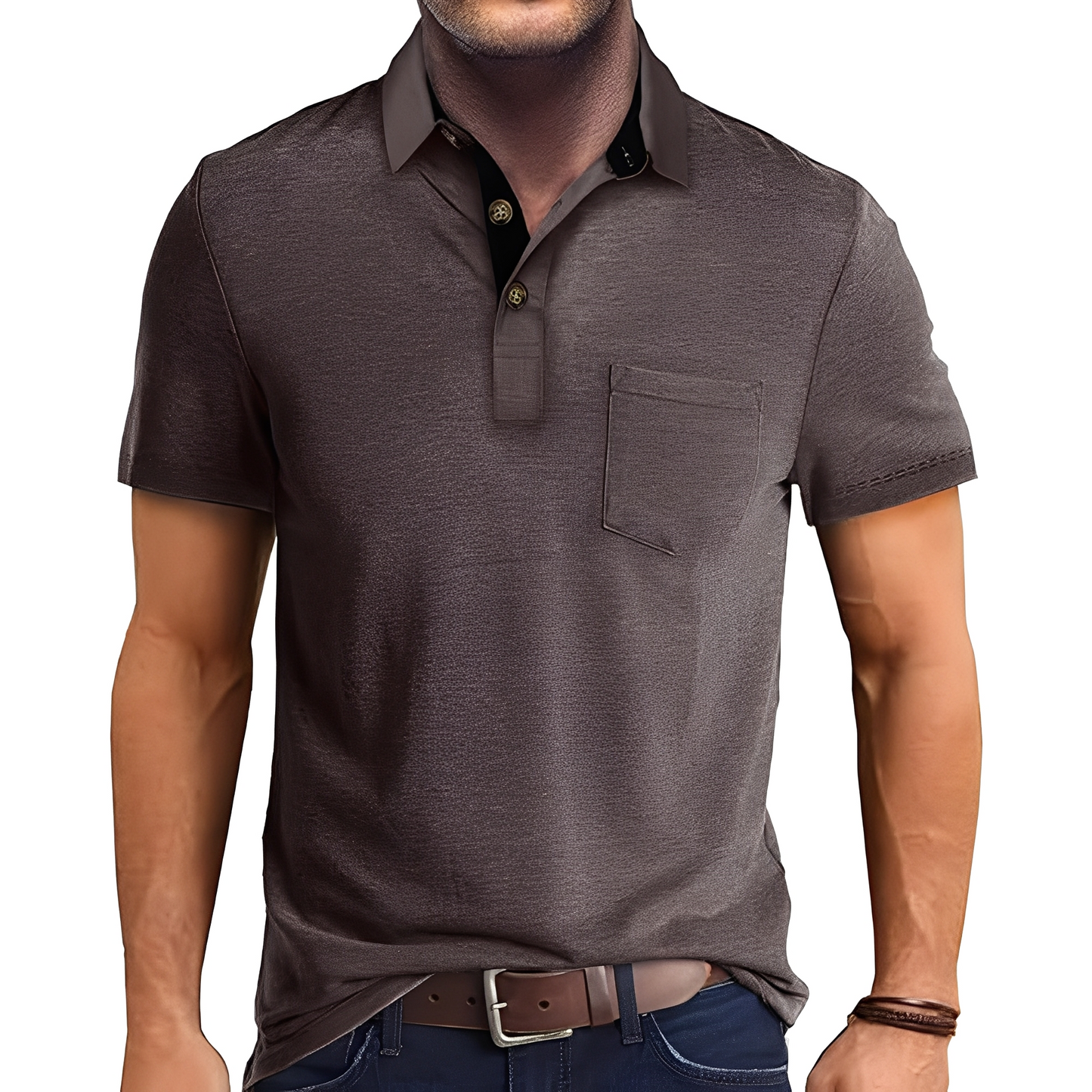 Abner - Męska koszulka polo z krótkim rękawem w stylu retro