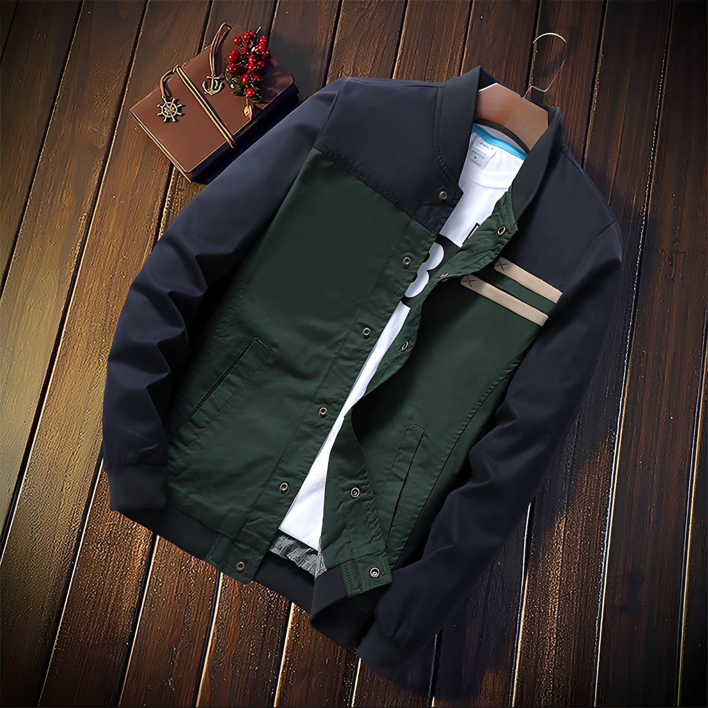 Jenson - Współczesna bomberka z paskami dla mężczyzn