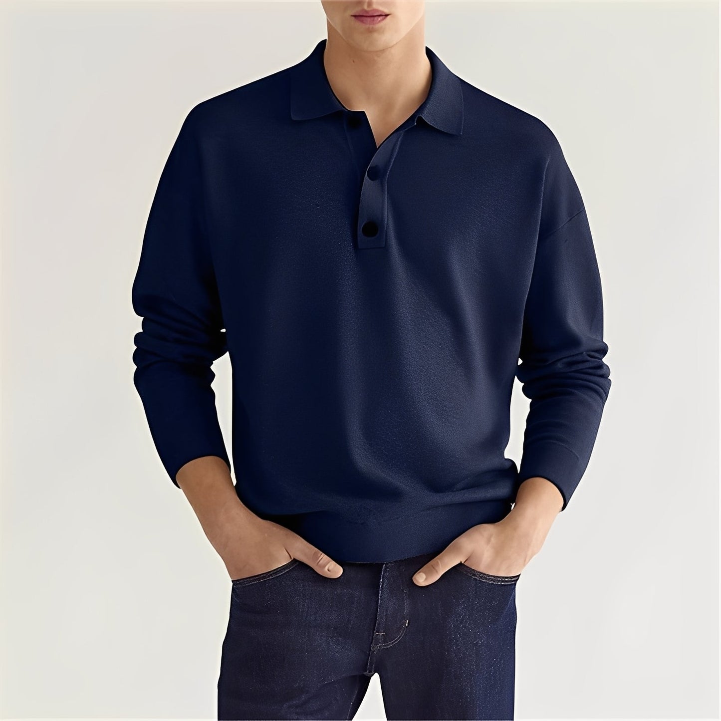 Dominic - Męska koszulka polo z długimi rękawami w casualowym stylu