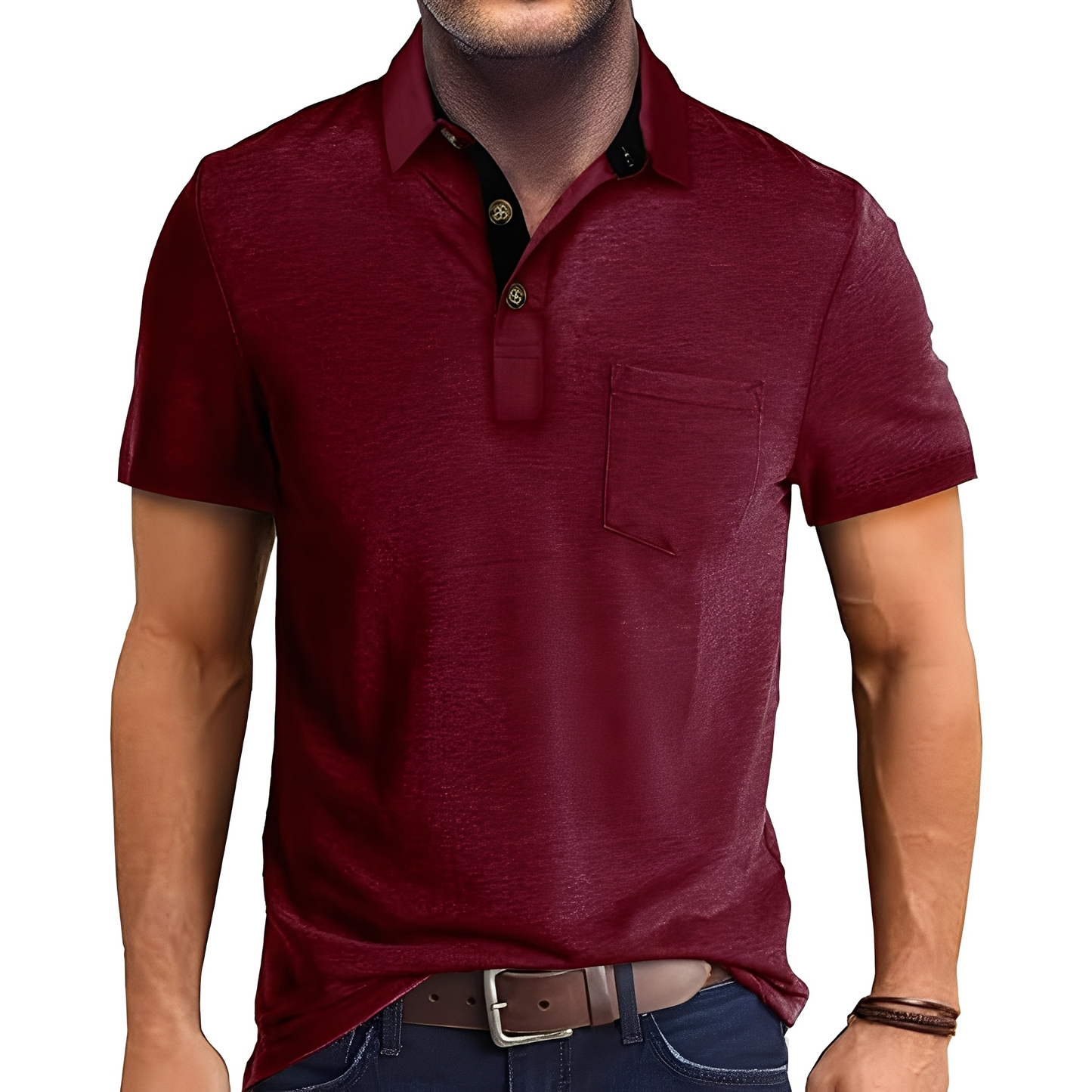 Abner - Męska koszulka polo z krótkim rękawem w stylu retro