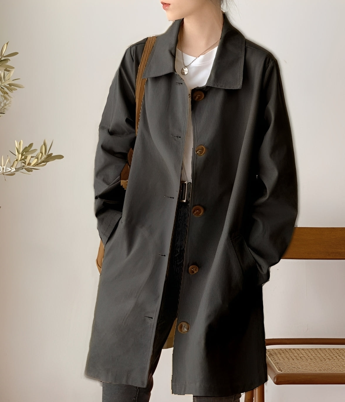 Rachael - Damski jednorzędowy trencz na co dzień