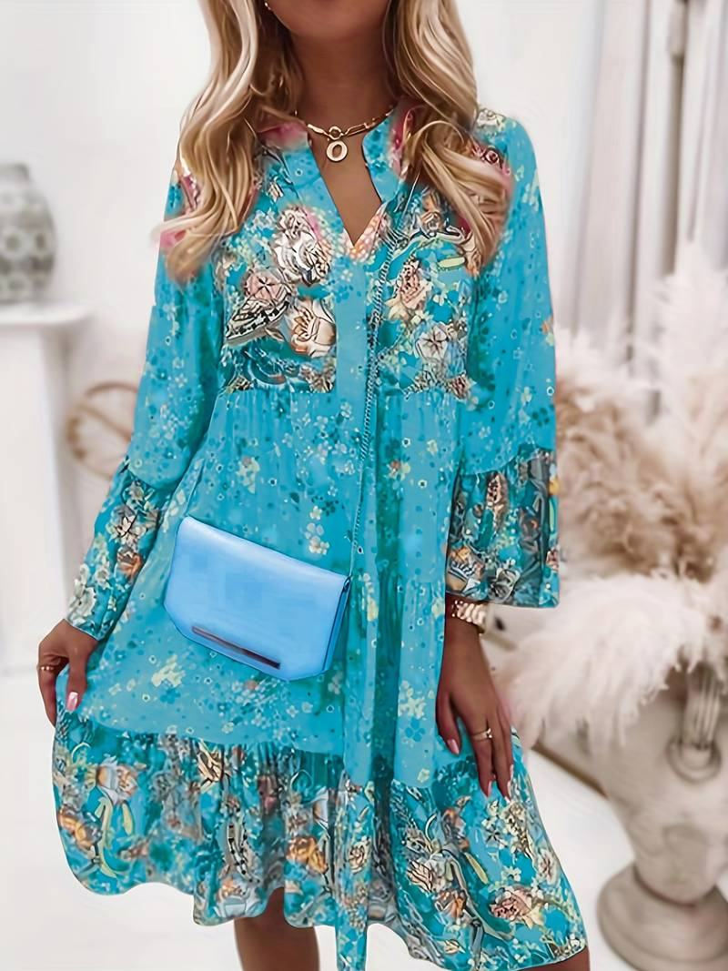 Liora – Sukienka boho z luźnym krojem i kwiatowym szykiem