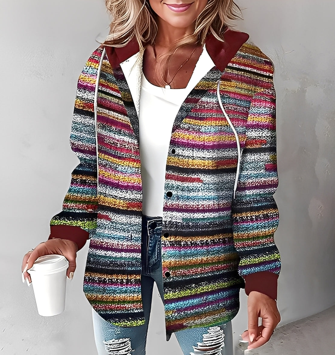 Éliette - Damska zimowa kurtka z kapturem w kratkę