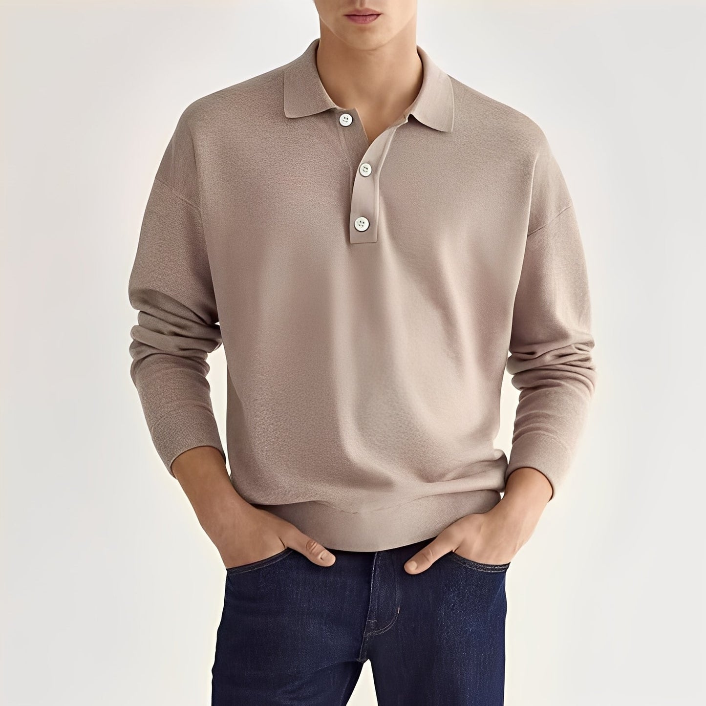 Dominic - Męska koszulka polo z długimi rękawami w casualowym stylu