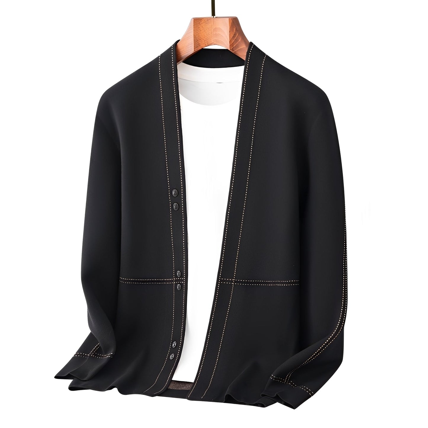 Alfie - Nowoczesny męski kardigan z grubiej wełny