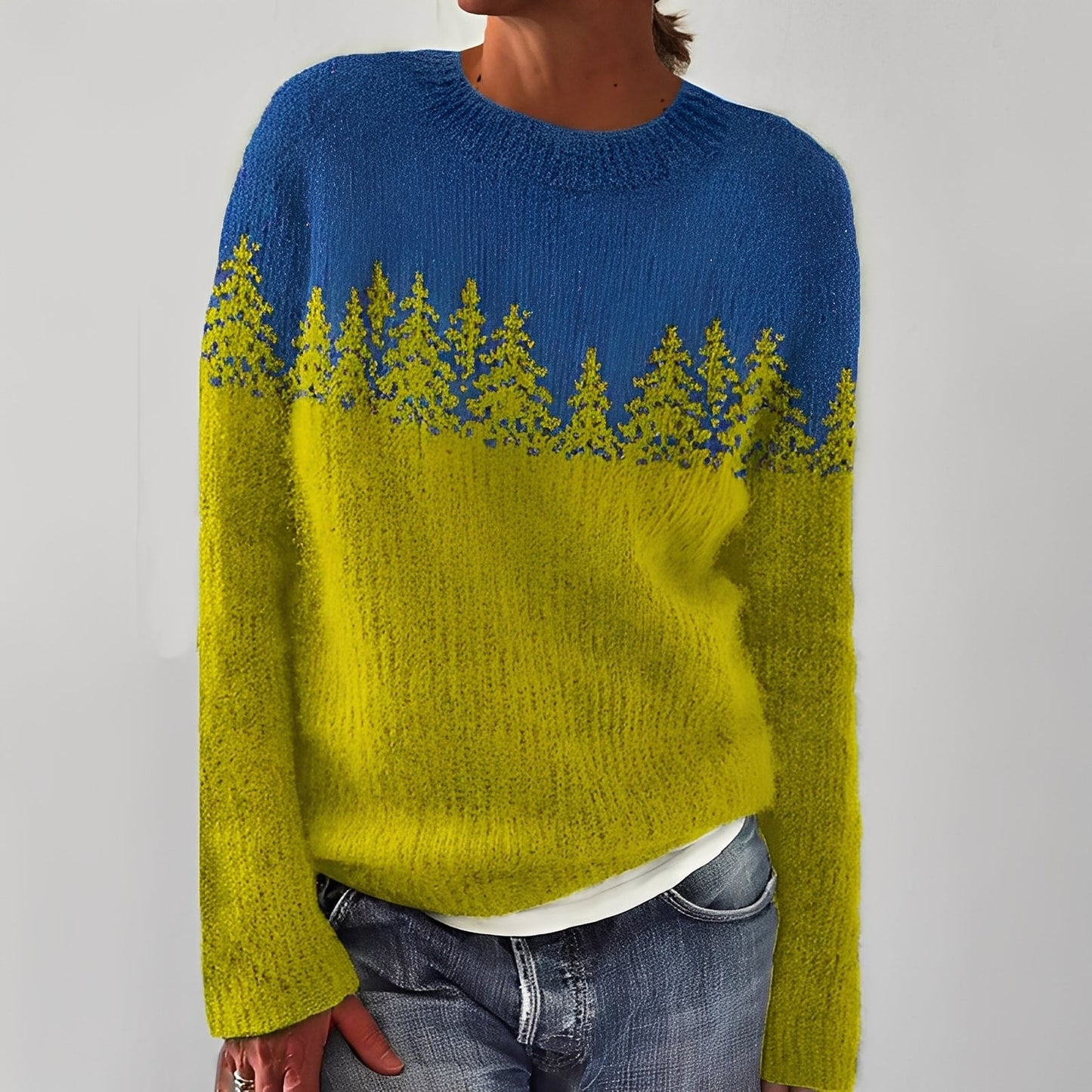 Heather - Klasyczny damski sweter z wzorem