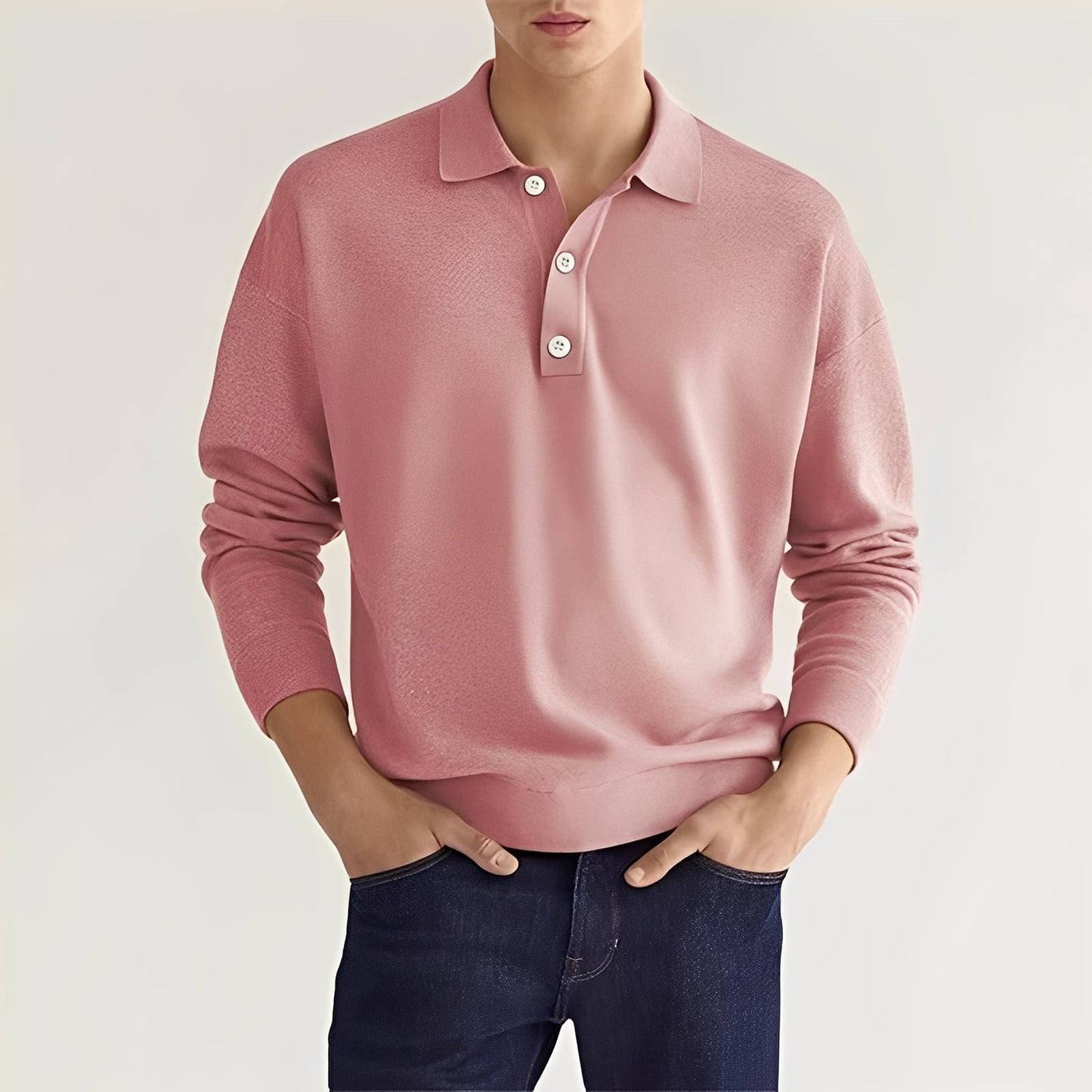 Dominic - Męska koszulka polo z długimi rękawami w casualowym stylu