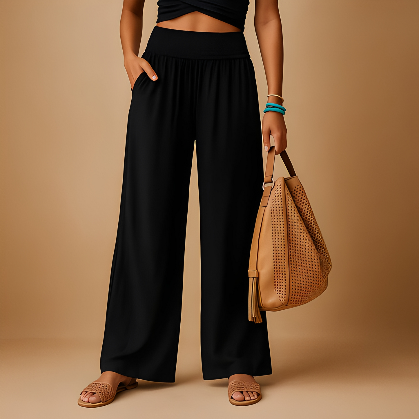 Aldona - Damskie spodnie z prostymi nogawkami, lekkie