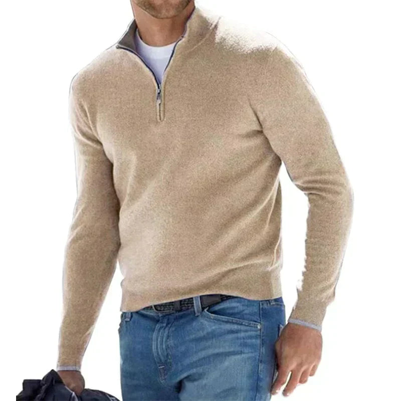 Agustín - Stylowy sweter z zamkiem dla mężczyzn