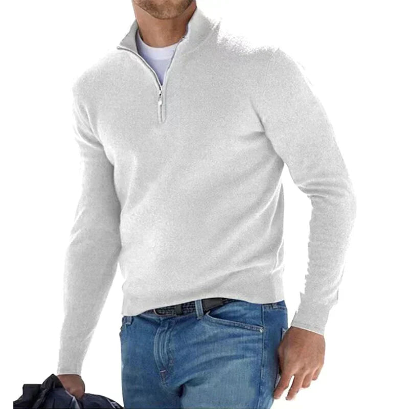 Agustín - Stylowy sweter z zamkiem dla mężczyzn