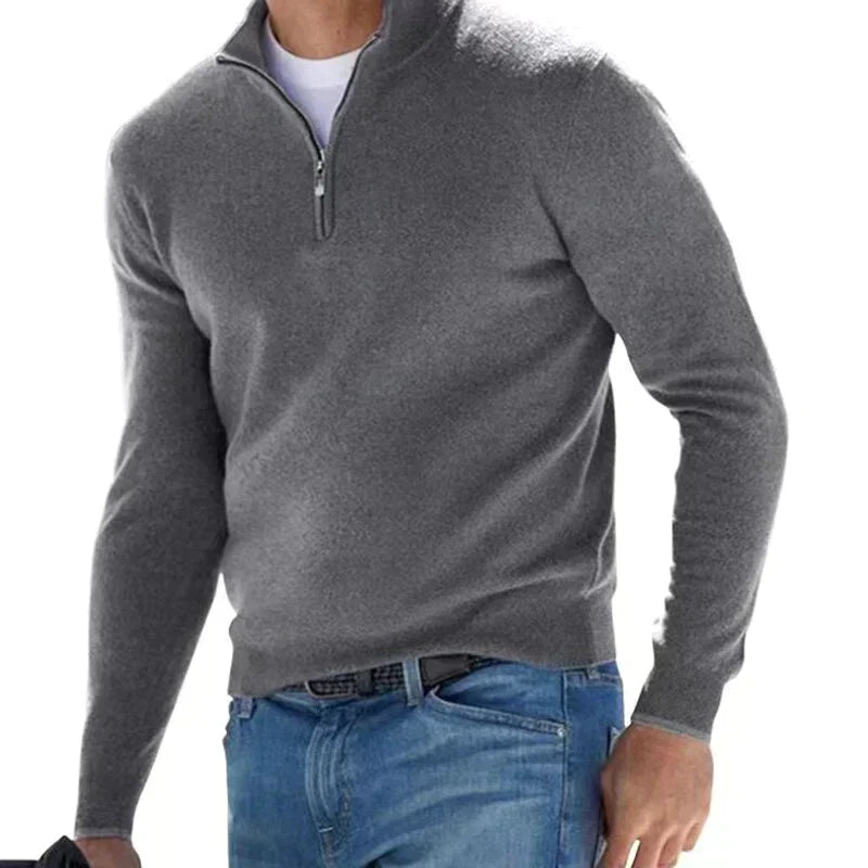 Agustín - Stylowy sweter z zamkiem dla mężczyzn