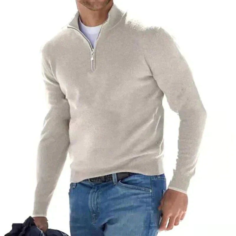 Agustín - Stylowy sweter z zamkiem dla mężczyzn