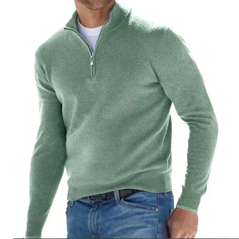 Agustín - Stylowy sweter z zamkiem dla mężczyzn